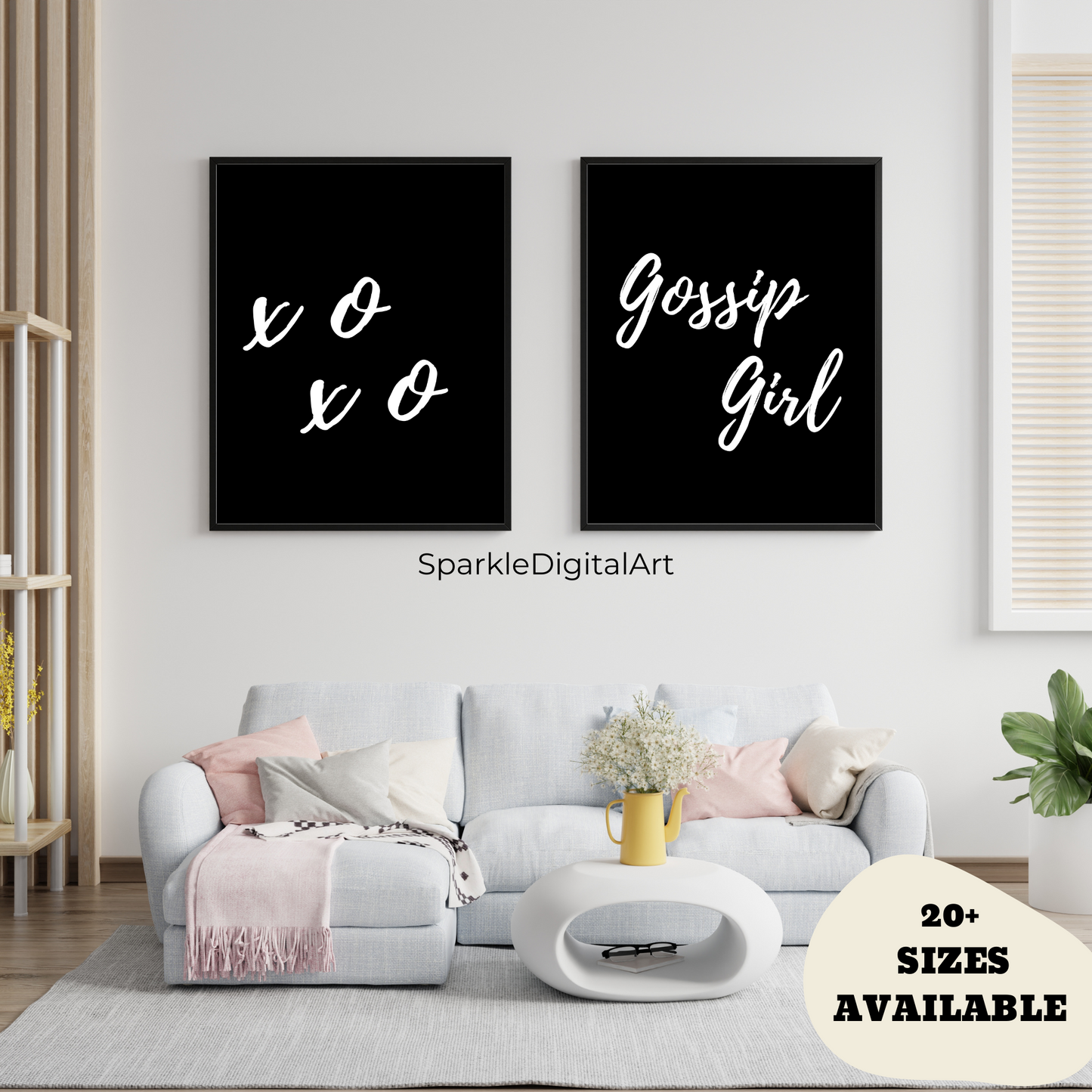 Gossip Girl Minimalist Set of 2 Black and White Wall Art