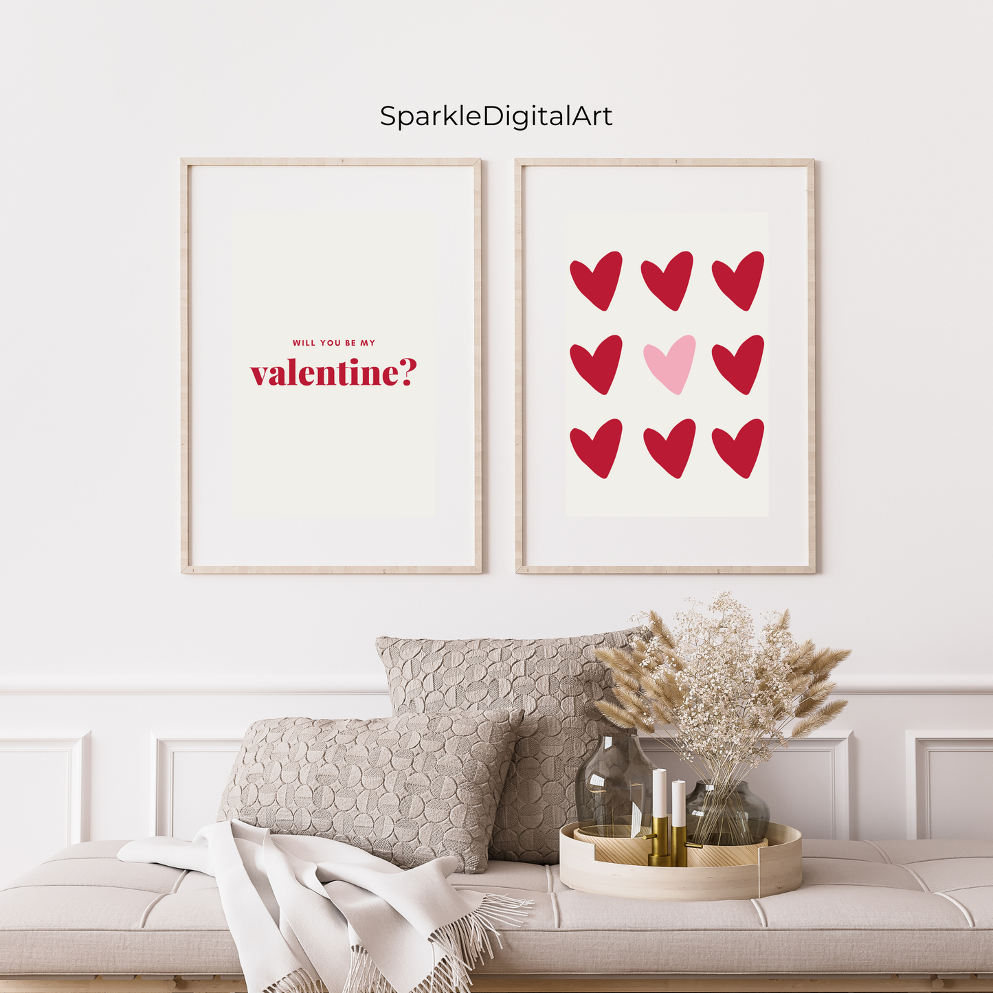 Will You Be My Valentine and Heart Set of 2 Wall Art